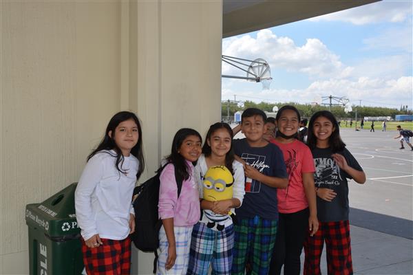 Students dressed for PJ Day